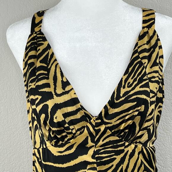 Lost + Wander Helena Sleeveless Black Tan Tiger V-Neck Midi Dress Small NWT - Picture 6 of 15